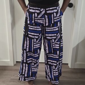 Ankara Patterned Wide-Leg Pants